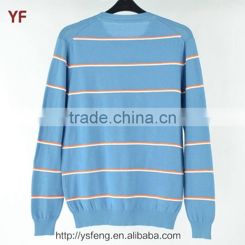 100% Cotton Plain Striped Computerized Sweater