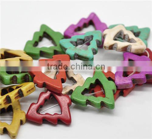 2 Strands Mixed Synthetic Howlite Turquoise Christmas Tree Loose Beads