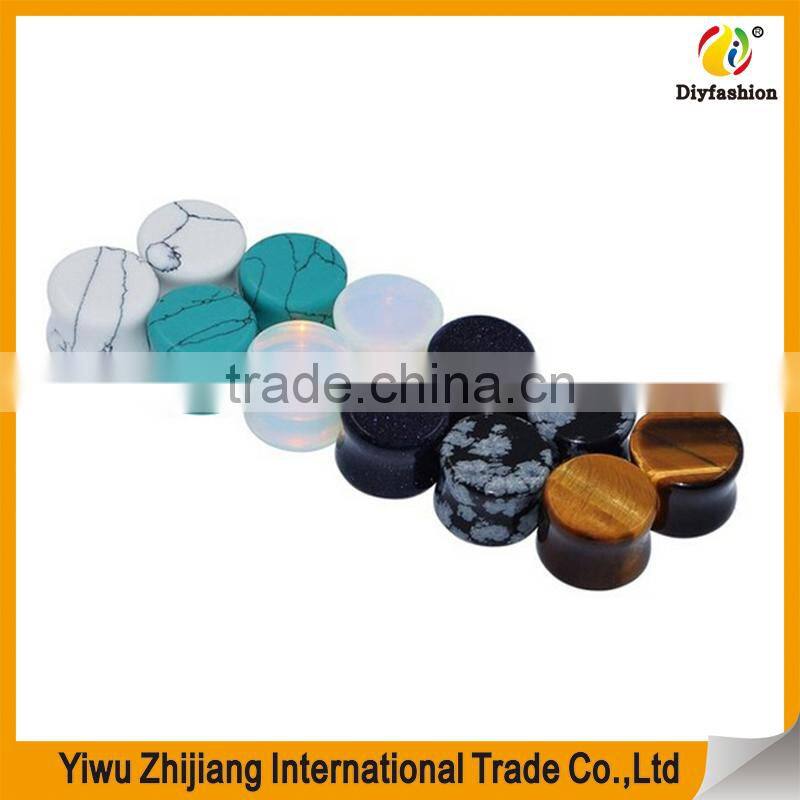 Natural Stone Ear Plugs Tunnels Saddle Expander Body Piercing Set