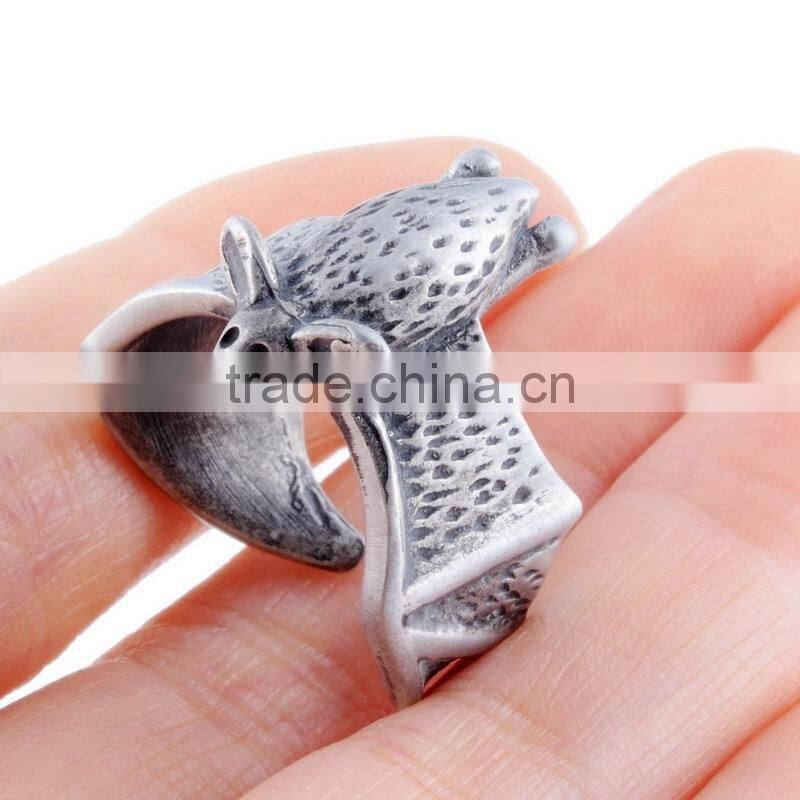 Bat Rings Animal Wrap Rings Silver Plated Jewelry Adjustable Retro Ring Resizable