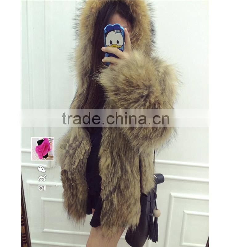 SJ117-01 Europe Fashion Magazine Winter Women Coat Fur Coat 2016