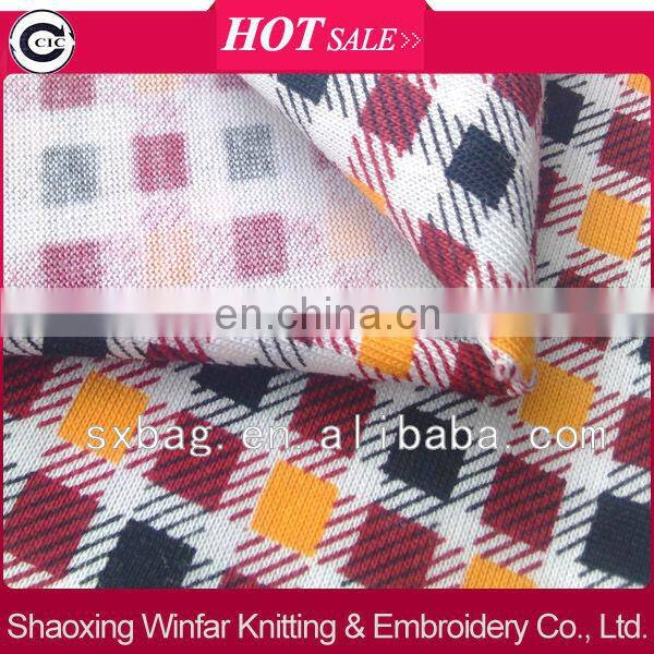 checked design knitting printed rayon nylon spandex fabric for garment