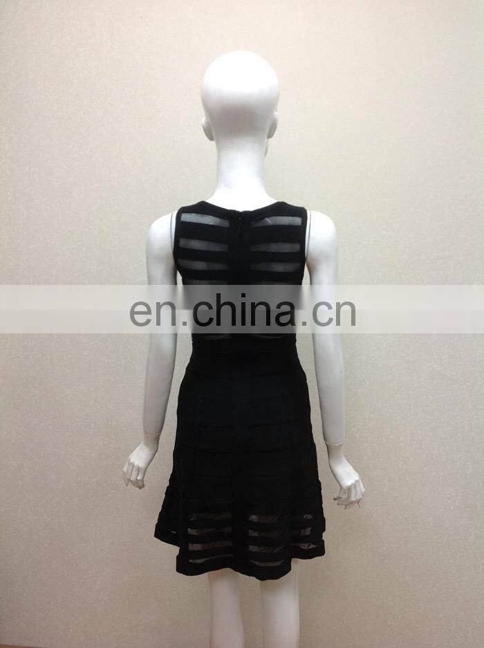 Black high neck short puffy rayon new years eve party favors dress