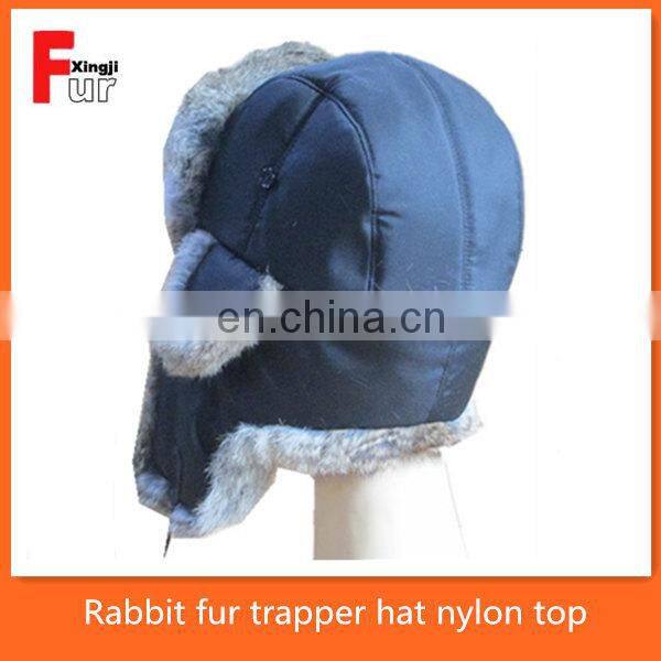 Top Quality Real Rabbit Fur Hat For Winter , Real Fur Trapper Hat