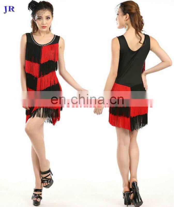 Fashion performance one-piece tassel women latin dance costume dress L-7034#