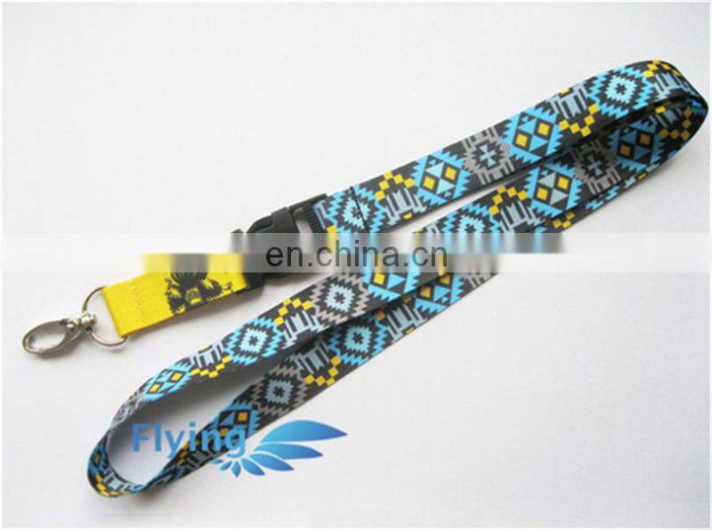customized color print lanyard heat transfer lanyard cell phone strap with keychain hook