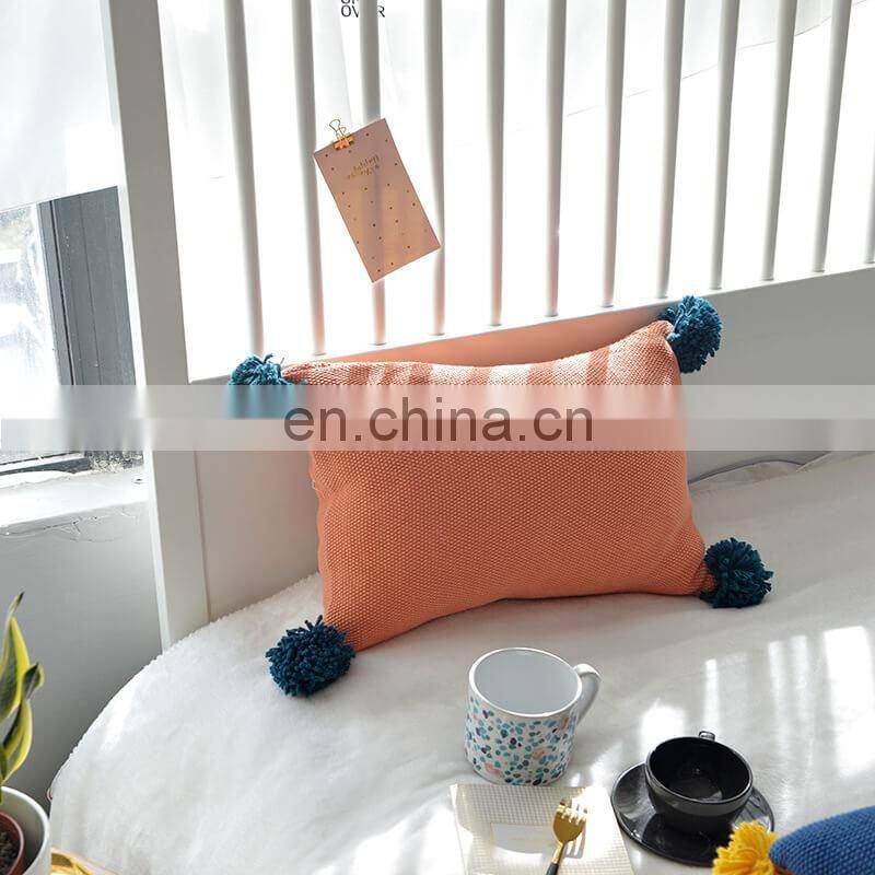 i@home Danish ins contrast color pom pom sofa pillow lumbar support cushion cover