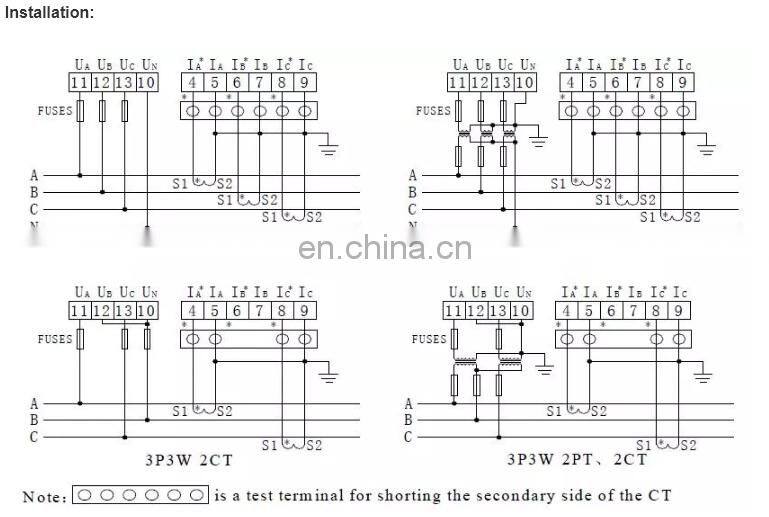 3 phase cheap power meter LED AMC72-E4/KC with rs485 communication