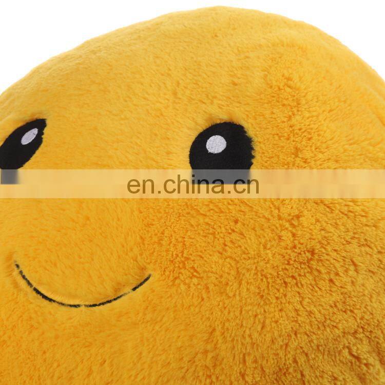 Smiley Face Emoticon Expression Emoji Stuffed Plush Pillow Toys Soft Touch Hug Emotion Yellow Round Large Pillow 19.6"