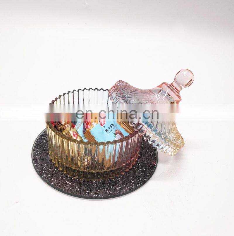 Unique design glass cup mat round mirror plate