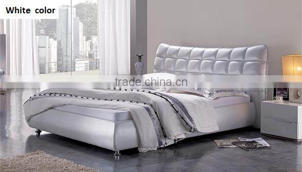 White double size leather modern furniture bed