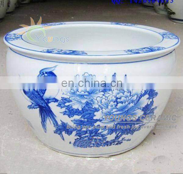 Large chinese blue and white ceramic decorative planters pot for indoor and outdoor