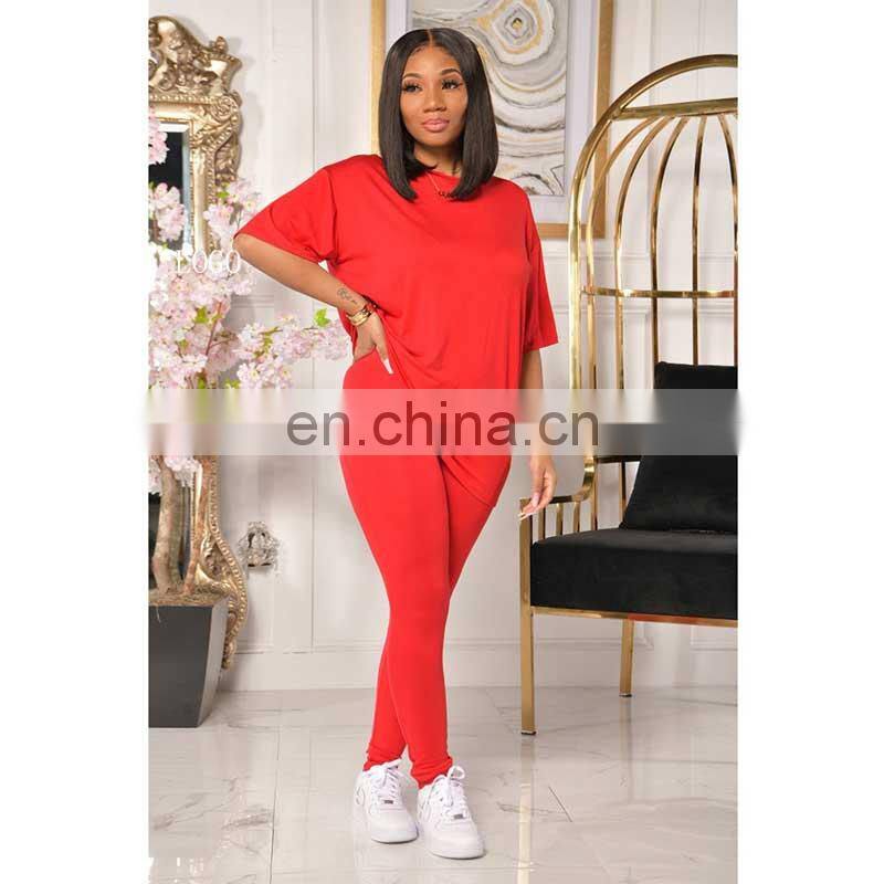 Manufacturer customized women's summer new casual comfortable loose short-sleeved t-shirt + trousers sports 2-piece set of jogge