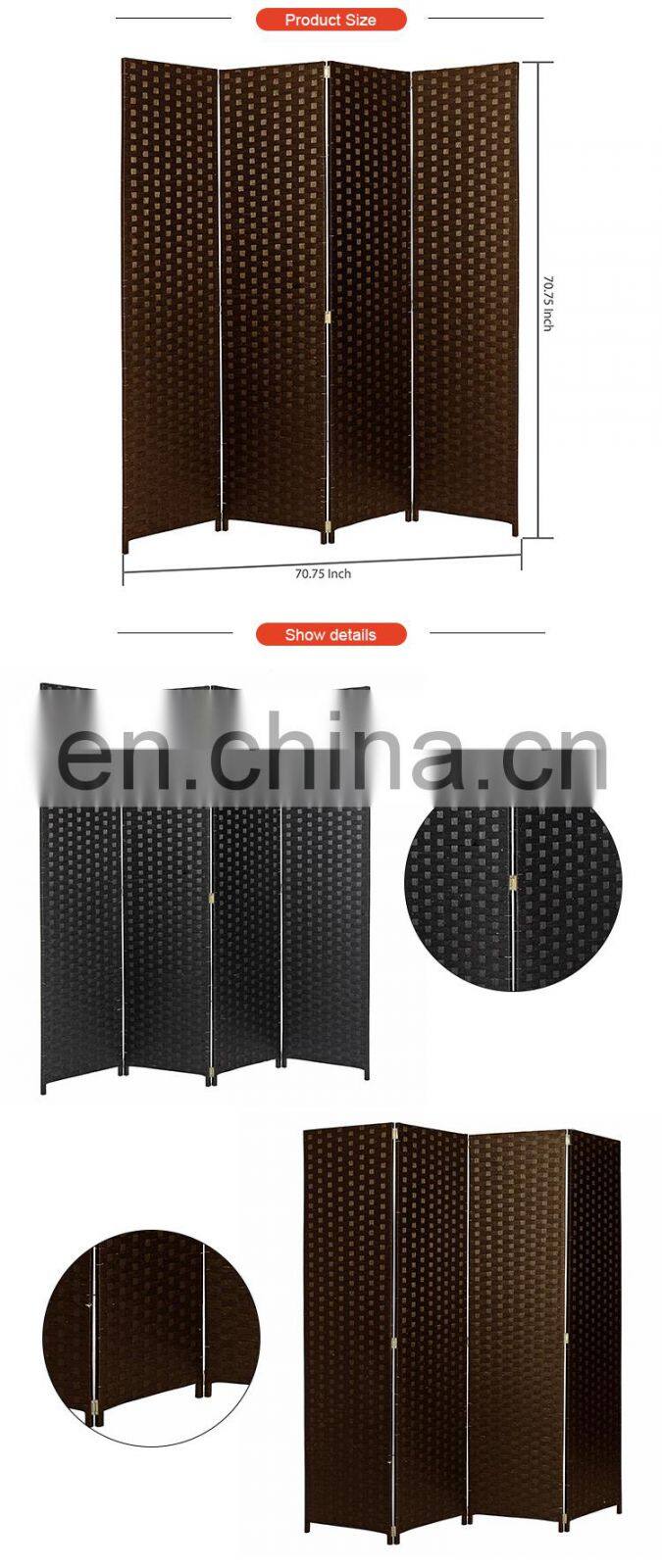 Eco-friendly 4 panel waterproof and foldable room divider wood screen