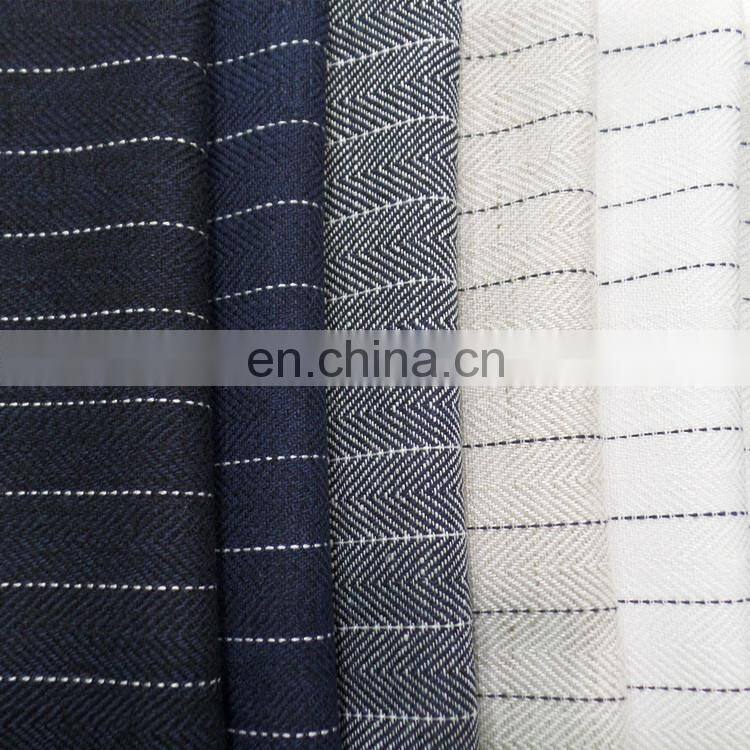 Cotton and linen twill yarn-dyed linen striped striped fabric Fishbone grain blazer fabric