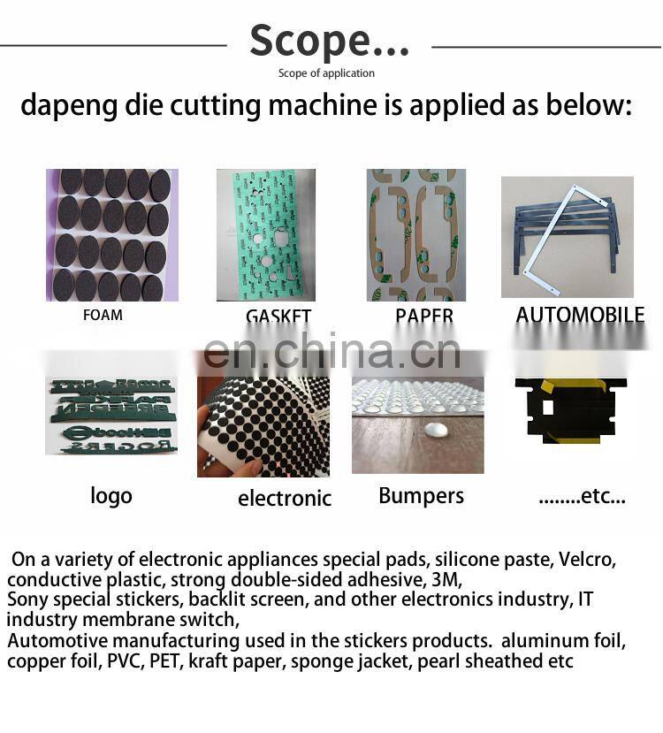 Double Sided Tape Flatbed Die Cutting Machine High Speed 3M/PE Foam Label Punching Die Cutting 30 Sets Production Capacity Grey