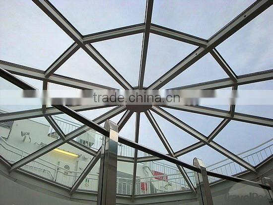 Antirust paint steel structure space frame waterproof glass atrium roof