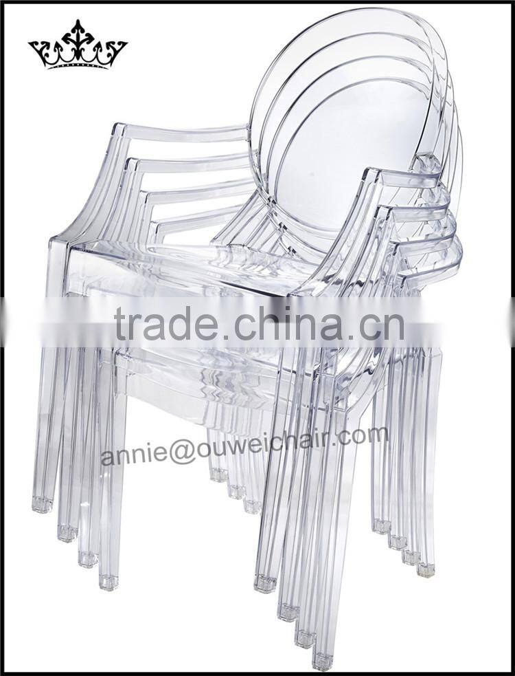 stacking armchair / dining resin chair / red chair