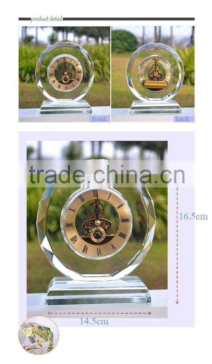 specific watch shape crystal craft colock for home decoration