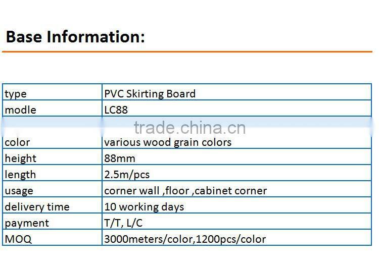 Waterproof laminate flooring pvc skirting base board