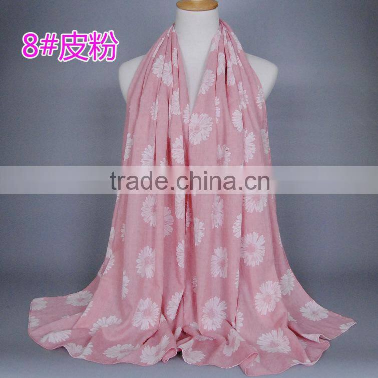 New Style Autumn Winter Sunflower Printed Cotton Linen Muslim Hijab Shawls And Scarves