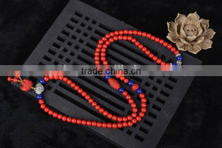 6mm 108 beads bracelets cinnabar red bracelet mala necklace