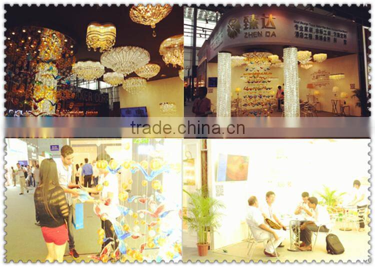 Huge flower crystal pendant light for high ceiling decoration