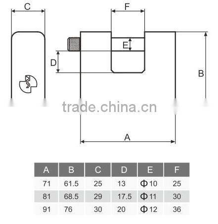 Security Armoured Rectangular Shackle Brass Padlock