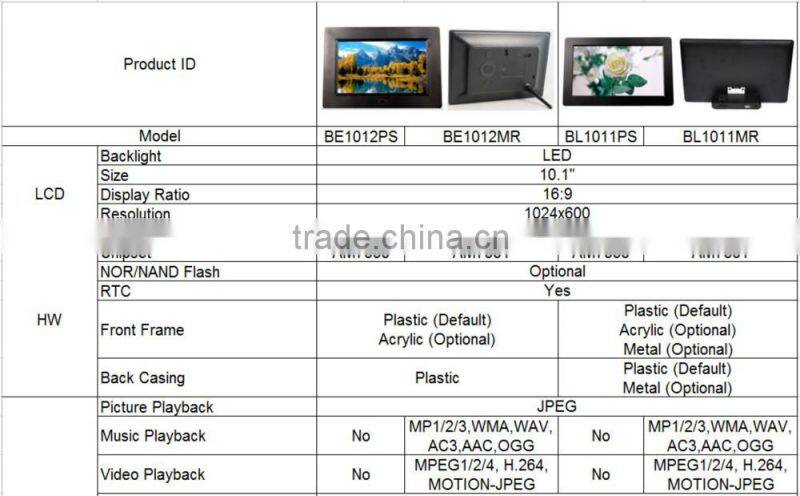 10.1 inch standing multi-function digital photo frame BE1012MR