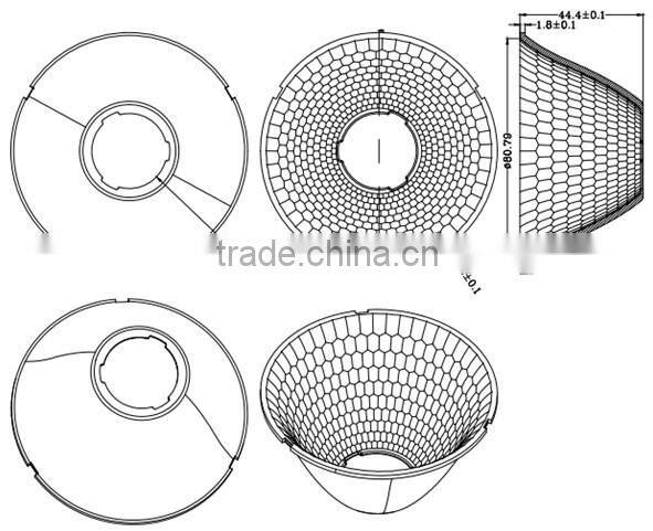 Edison COB led optical plastic lampshade DK9260-REF-K 92mm 60 degree