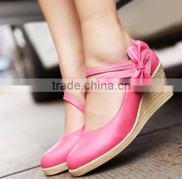 Fashion ankle stripe platform wedge ladies fashion shoes