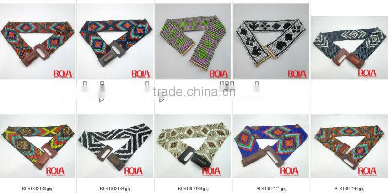 Latest design crystal beaded knitted elastic hair band