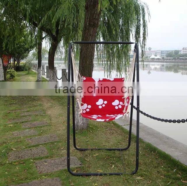 Foldable single seat hanging rope swing chair with stand