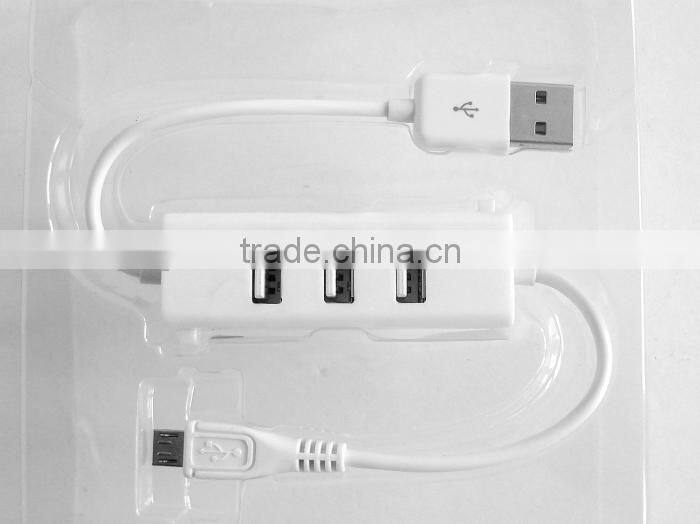 2.0 usb micro port charging cable with usb hub