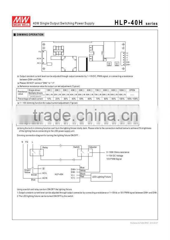 meanwell 40W single output swithching power supply