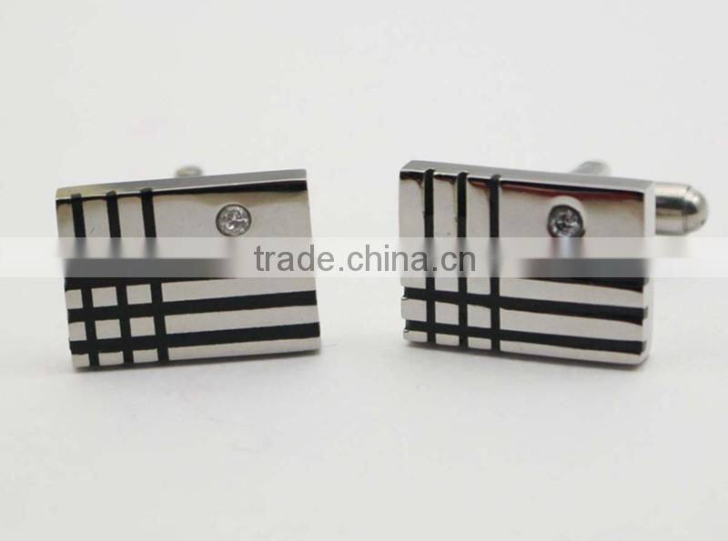 High Quality Rectangle Shape Crystal Cufflinks for Man
