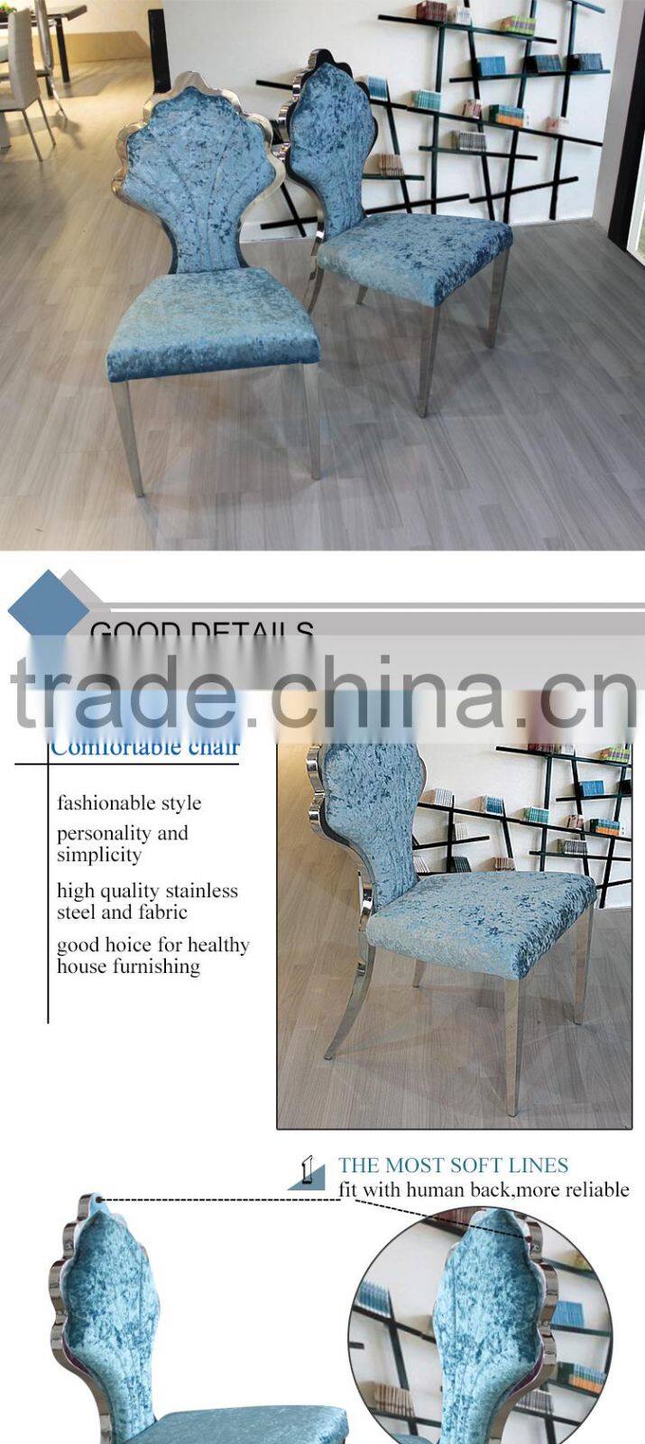 China manufactry royal blue design amodern fabric dining chair