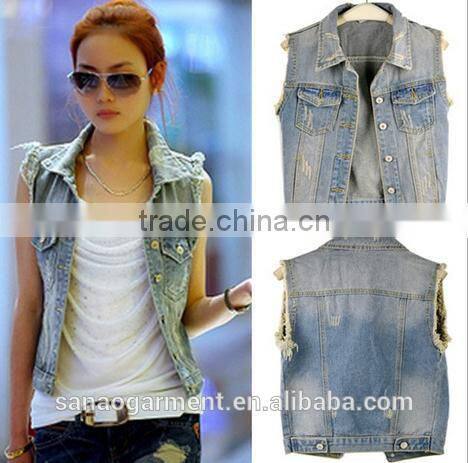 2015 summer Korean stytle women's washed denim shirt