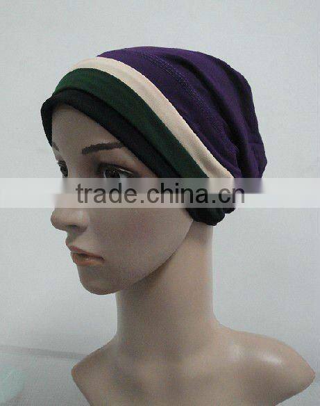 C004 new muslim underscarf with 3 lines,cotton underscarf and hats