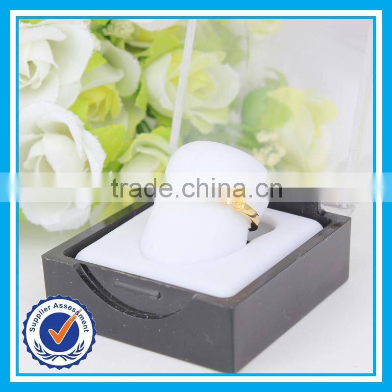 Brief style fancy women golden ring cz crystal 14k thin gold ring