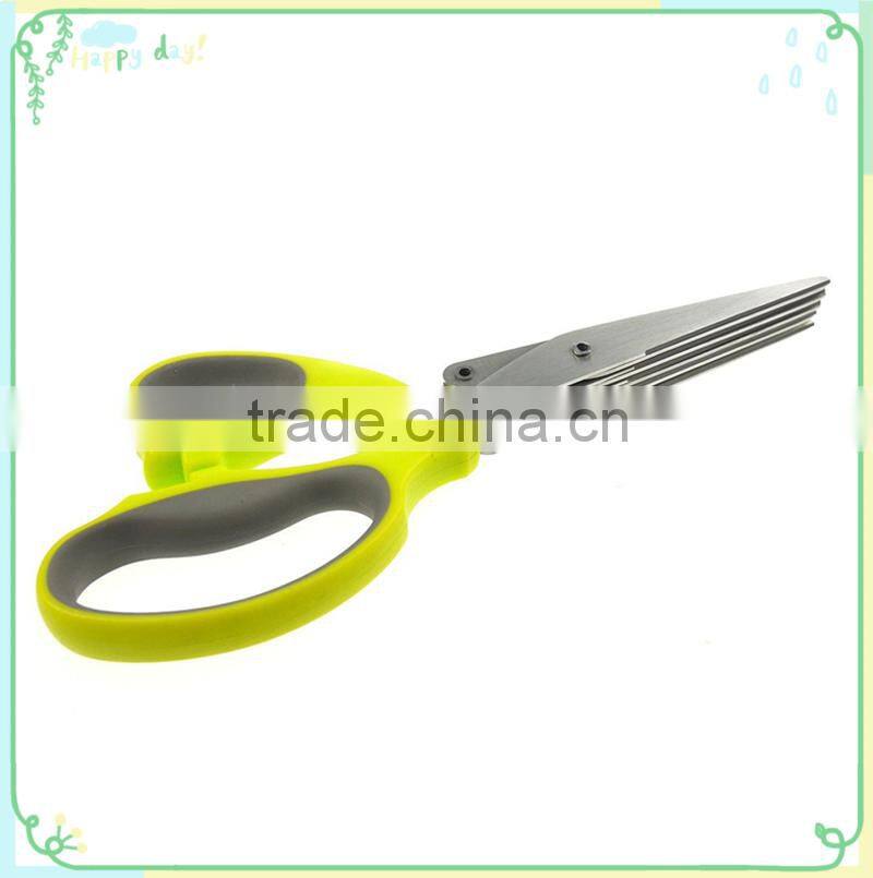 Chop Herbs Shears with Anti-Slip Silicone Coated On The Handle Multipurpose Kitchen Shear 5 Blades