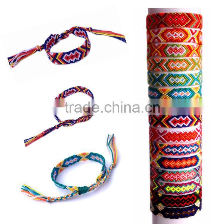 2016 New Arrival Wholesale handmade multi-colour cotton cord braided friendship bracelet
