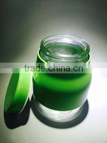 Green Stainless Steel Coated Glass Food Usage Airtight Storage Jar