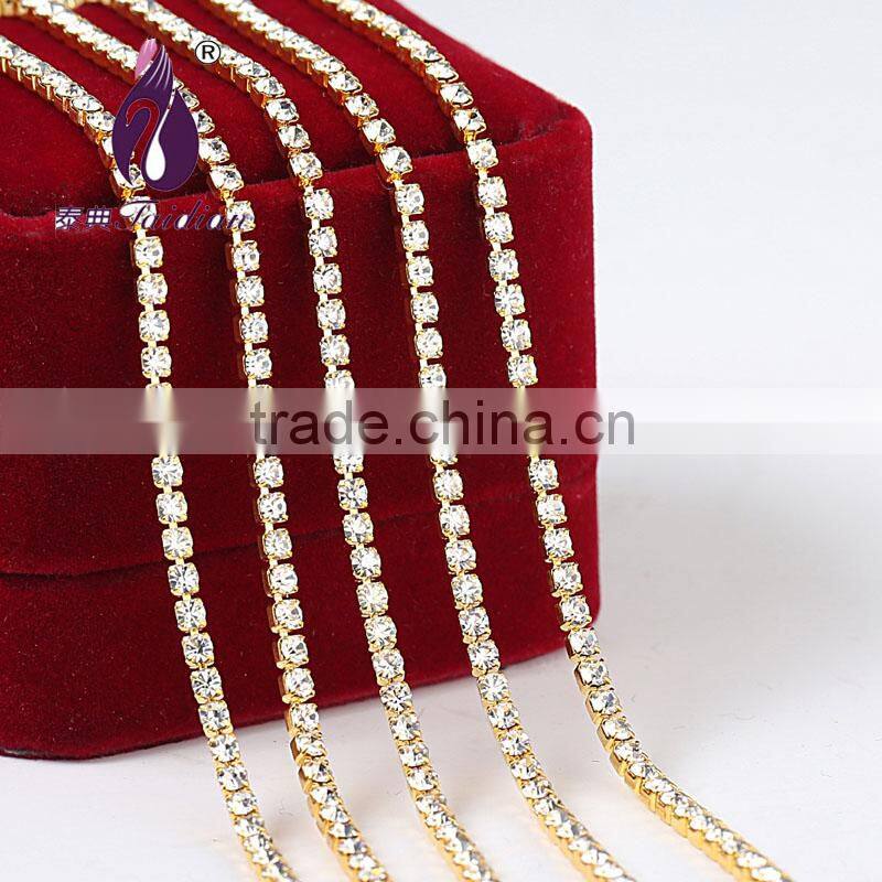 ss22 gold Single row Rhinestone cup chain for Garment Decoration Bags Nail Art