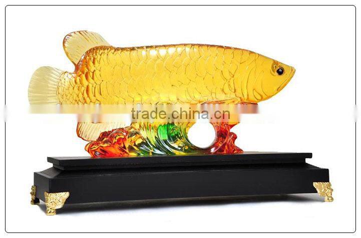 Resin Liuli color Chinese Luckly Golden fish , resin statue