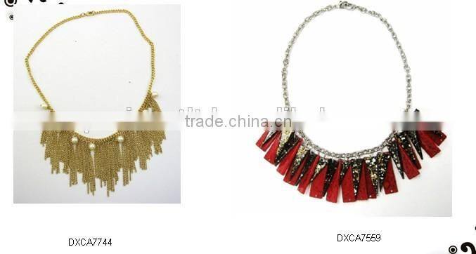 vintage finishes metal peacock with feather and acrylic stone necklace, EN71, CPSIA, REACH, RoHS compliance <DXCA7854>
