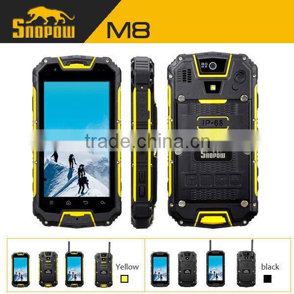 IP68 walkie talkie waterproof snopow M8 dual cpu 4 sim card mobile phone