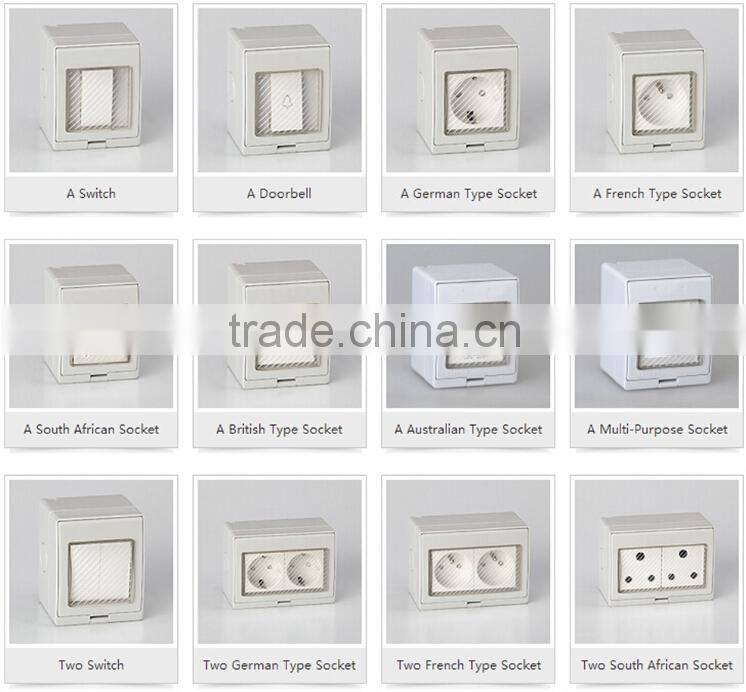 factory price CHENF Two German Socket Mini Waterproof Push Button Switch & Waterproof Push Button Switch(CF-2SR)