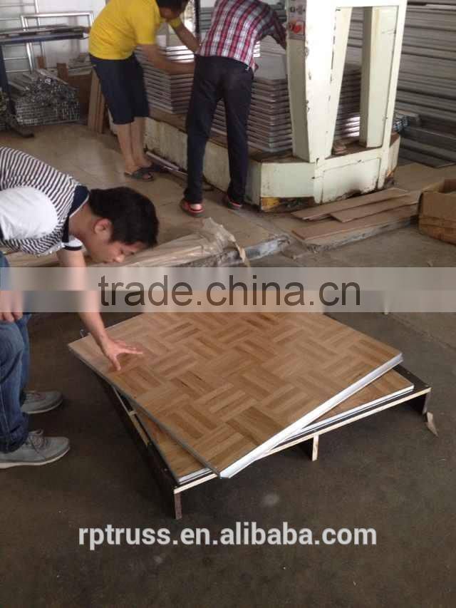 Natural Teak wood Dancing floor with gold anodized Aluminum trim from RP