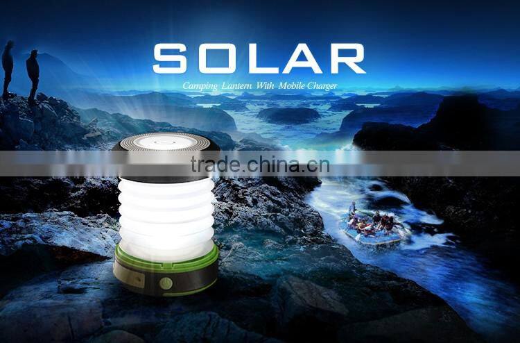 800mah Solar Power Bank LED Camping Lantern/ Collapsible Mobile Phone Charger Flashlight